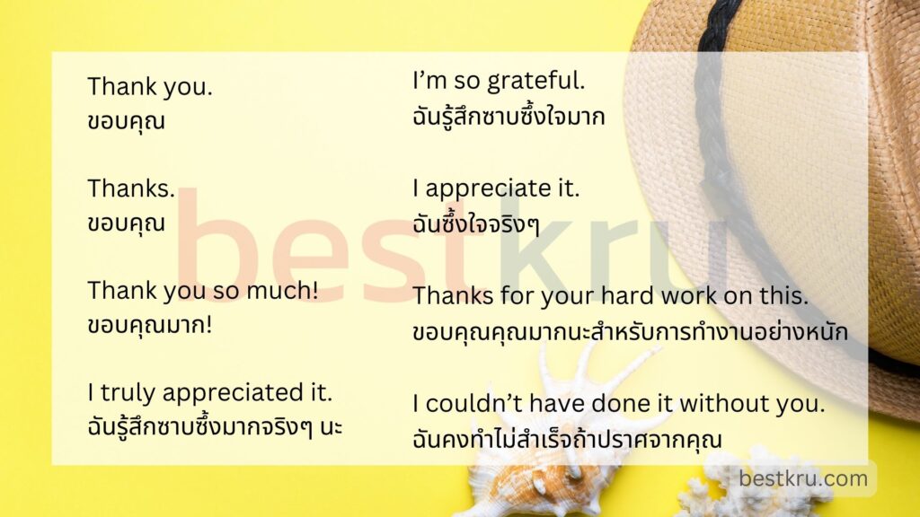 39 ประโยคขอบคุณภาษาอังกฤษ Thank You! วัยรุ่น สุภาพ เป็นทางการ – Bestkru